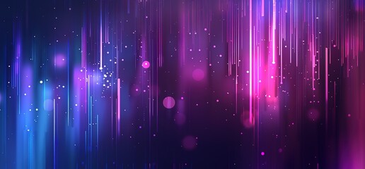 Wall Mural - Neon light lines of purple, blue and pink hues on dark blurred background. Dynamic futuristic glowing vertical lines and stripes suitable for tech backgrounds, digital designs or modern templates