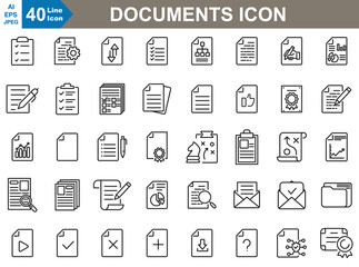Wall Mural - documents icons set vector illustrator. the icons are designed with a clean, minimalist line art sty