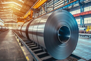 Wall Mural - a large roll of steel in a factory