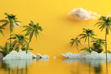 Wall Mural - a yellow background with a group of palm trees