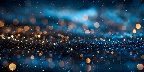 Shimmering Blue and Black Glitter Lights: A Stunning Festive Backdrop for Designs. Concept Festive Backdrop, Glitter Lights, Blue Theme, Stunning Design, Holiday Celebration
