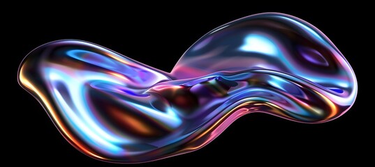 Canvas Print - Isolated bold holographic liquid blob shape
