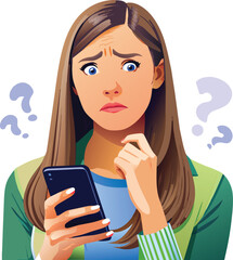 Surprised woman looking at smartphone-