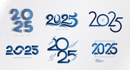 Wall Mural - Collection of 2025 numbers design template. 2025 New Year logo text design. Christmas and business 2025 Happy New Year. Vector blue logo illustration.