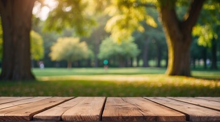 wooden table in park