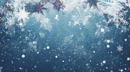 Wall Mural - Abstract winter background with snowflakes and bokeh.