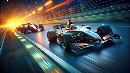 Wall Mural - Formula 1 race cars speeding on a track 