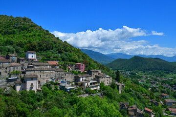 Canvas Print - The green landscape around Pietravairano, a small town in the province of Caserta in Italy.