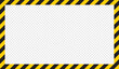 © Quirk Craft Studio - Yellow and black caution tape square frame, warning sign border template.Blank vector illustration warning background. Hazard caution sign tape. Space for text