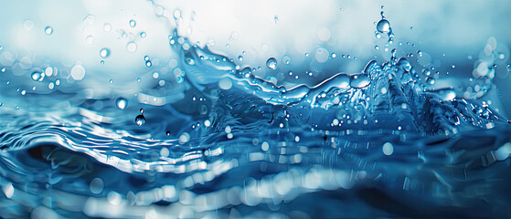 Wall Mural - fresh water droplets, photo realistic, natural, with fresh water splashes, fresh blue , Generate AI