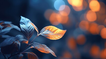 Wall Mural - colorful leaf in blurred background.