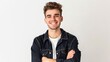 © Business Pics - Young, handsome and friendly face man smile, dressed casually with happy and self-confident positive expression with crossed arms on white background studio shot. Concept for good attitude boy
