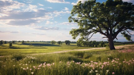 Canvas Print - Peaceful meadow extends far away.