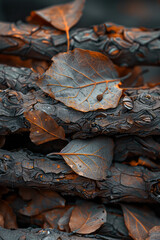 Poster - Artistic rendering of twigs and leaves intertwining to create the base of a bird's nest, showing the transition from raw materials to structure.