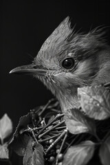 Poster - Depiction of a bird using its beak and claws to shape twigs and leaves into a beautifully intricate nest, showcasing the transformation from simple materials to complex architecture,