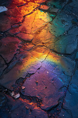Aufkleber - A depiction of a lens creating a circular rainbow on the ground, with the colors blending seamlessly into each other,