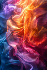 Aufkleber - Artistic rendering of a lens emitting beams of light that form abstract, flowing ribbons of color,