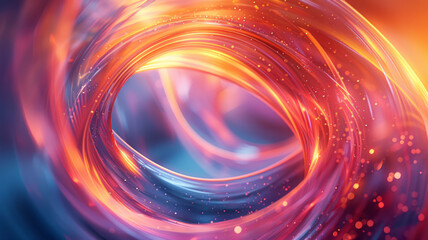 Leinwandbilder - Abstract depiction of a lens with ribbons of light streaming out, twisting and curling in mid-air,