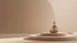 © NanzXy - yoga day concept of A 3D cartoon depiction of a person meditating in a lotus pose, surrounded by soft light