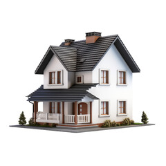 3D rendering house isolated on transparent background, png, cut out