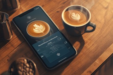 Coffee Shop App Interface Mockup on Smartphone - Order Customization Screen for Design, Poster, and Card Use