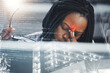 © peopleimages.com - Black woman, headache and business with stress on overlay for anxiety, strain or pressure at office. Tired African, female person or software developer with migraine or depression in double exposure