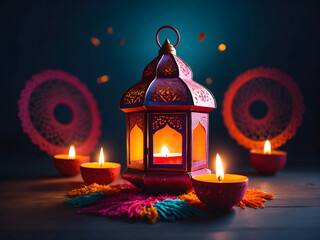 Wall Mural - Diwali lantern icon design.