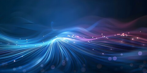 Wall Mural - vibrant blue and purple abstract background illuminated by glowing fiber optic lights. concept abstr