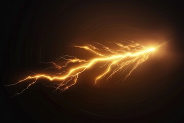Wall Mural - Detailed close up of a lightning bolt on a black background. Suitable for weather or science related projects