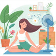 © artdecortion - Young womana is doing yoga vector illustration design