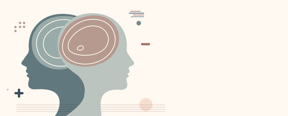 Metaphor bipolar disorder mind mental. Double face. ood disorder concept. Bipolar disease. Split personality. Psychology. Mental health. Psychiatry. OurMindMatter. 2 head silhouette