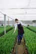 © DZ FILM/Stocksy - A woman works in a greenhouse with tulips