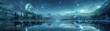 © JK_kyoto - Frame mockup, a dreamy starlit night over a tranquil lake with reflections of the moon and constellations, creating a serene and mystical ambiance