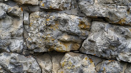 Sticker - Close up of rock wall covered in yellow lichens, suitable for nature backgrounds