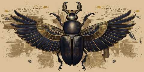 Poster - A bug with wings on a neutral beige backdrop, suitable for various design projects