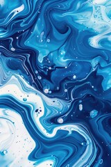 Sticker - Close up of a blue and white liquid painting, suitable for various design projects