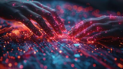 Hands Engaging with Futuristic Digital Circuit Network: Visualization of Statistical Inference Concepts