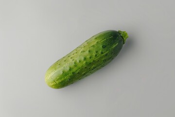 Wall Mural - A single green cucumber on a clean white surface, perfect for food-related designs