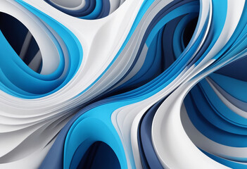 Aufkleber - White, grey and blue smooth 3d curvy, wavy lines background