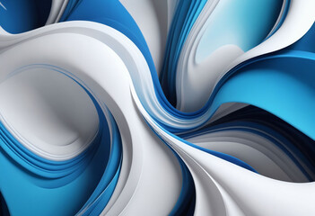 Aufkleber - White, grey and blue smooth 3d curvy, wavy lines background