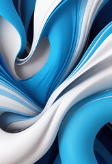Aufkleber - White, grey and blue smooth 3d curvy, wavy lines background