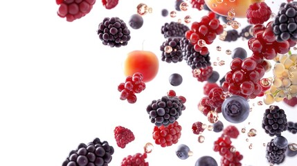 Wall Mural - Berries floating in the air, suitable for food and nature concepts