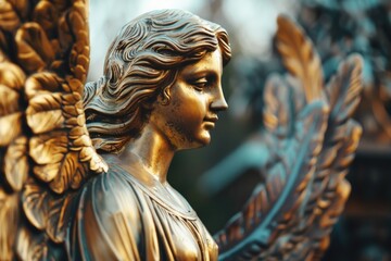 Wall Mural - Detailed view of a serene angel statue, ideal for religious or memorial concepts