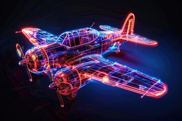 Wall Mural - a blue and red airplane flying through the air. suitable for travel and transportation concepts
