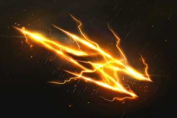 Wall Mural - a striking image of a bright yellow lightning bolt against a dark black background. perfect for addi
