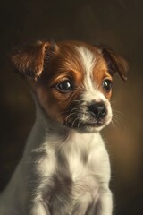 Canvas Print - A small dog perched on a table, suitable for pet-related designs