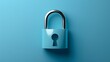 © Tida - Blue padlock on a blue background - A simple yet symbolic image of a blue padlock centered on a matching blue background, conveying security and privacy