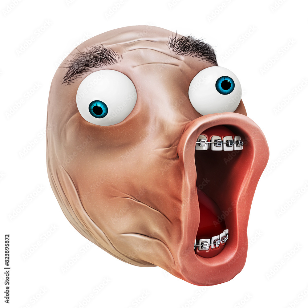 Internet meme LOL Guy with dental braces 3d illustration isolated Stock ...