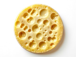 round swiss cheese on white background