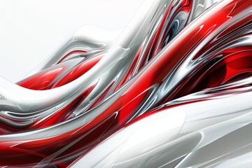 Wall Mural - businessthemed abstract background with flowing red and silver forms strategic copy space digital illustration